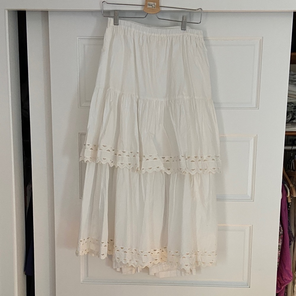 Loeffler Randall Cream Tiered Maxi Skirt